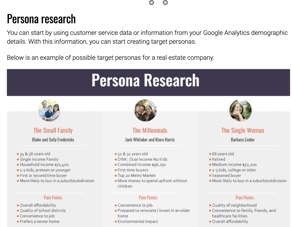 persona research - fragment from the Search Engine Journal article