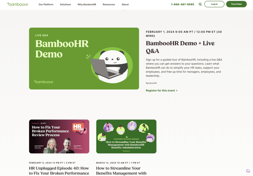 Webinar database from BambooHR